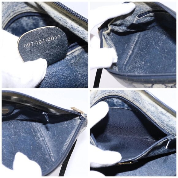 GUCCI GG Supreme Shoulder Bag PVC Navy Gold Auth 148266 - Picture 15 of 16